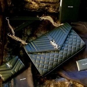 Saint Laurent Envelope Large Bag in Quilted Grain
